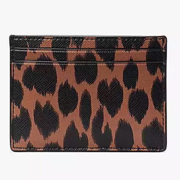 NEW IN PACKAGING KATE SPADE CARD HOLDER -BROWN ANIMAL PRINT - Picture 3 of 6
